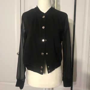 Black blazer jacket with sheer sleeves